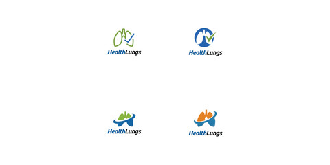 Set of Lungs logo.  lungs  care logo designs for medical service and consult