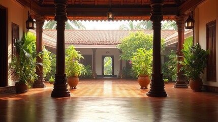 south indian traditional house with open courtyard