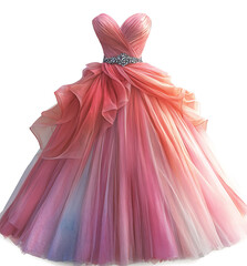 stunning pink prom dress featuring tulle skirt and crystal embellishments, perfect for special occasions. elegant design and flowing fabric create dreamy look