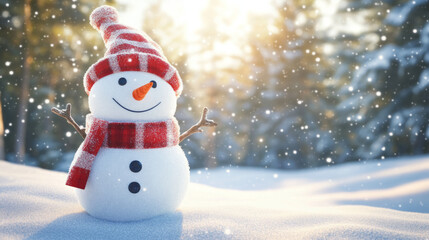 Fototapeta premium Start of winter 3D illustration, Snow mountain 3D illustration, snowman 3D illustration 