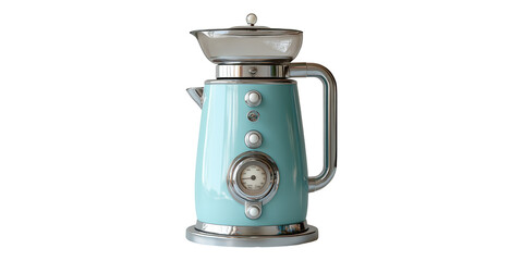 Retro Blue Coffee Maker Isolated on Transparent Background