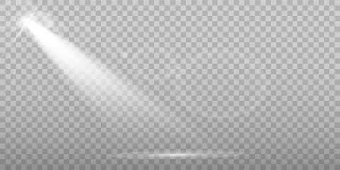 Scene illumination collection, transparent effects. Bright lighting with spotlights.