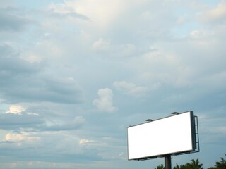 An advertising billboard template set against a cloudy sky, afternoon, sign, cloudy
