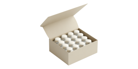 Open Medical Pills in Carton Box Isolated on Transparent Background
