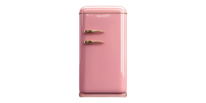 Small Pink Miniature Fridge Isolated on Transparent Background