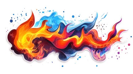 a abstract fire design, isolated sticker on a white background