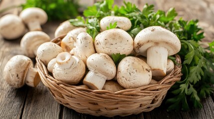 Freshly harvested organic mushrooms, ideal for nutritious, savory dishes.