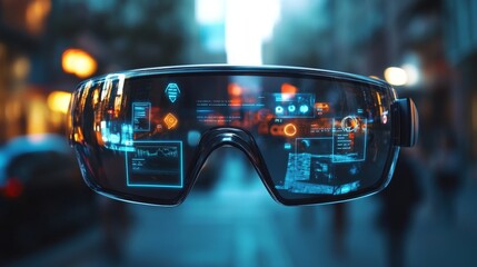 Futuristic Smart Glasses in Urban Setting