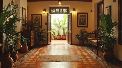 Fototapeta premium traditional bengal terracotta themed home interior