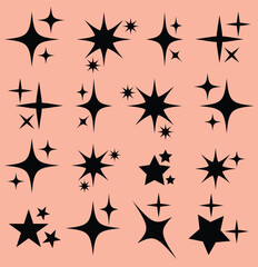 Shine sparkle icon. Retro futuristic bright vector icons collection. Set of original star sparkle shapes. Abstract shine effect vector sign. Glowing light effect. Twinkle star collection. 