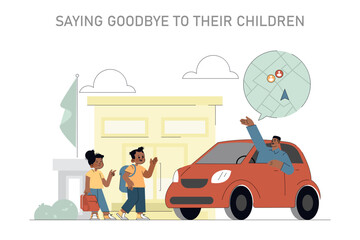 one day of builder. Flat Vector Illustration