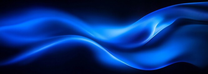 Fototapeta premium Vibrant blue abstract digital art with dynamic wave shape on black background creating striking contrast and sense of movement.
