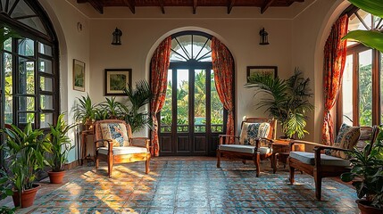 traditional indian goan portuguese style villa interior
