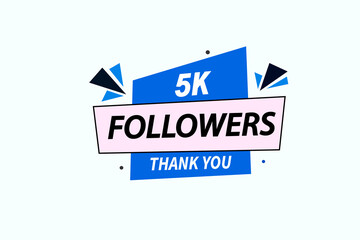 thank you 5k followers,  vector, illustration, social, media, post,  subscribers, followers animation design, banner, premium, background
