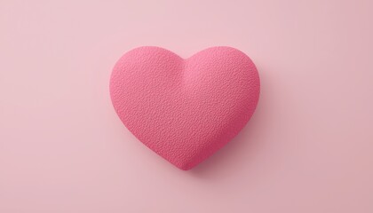 heart emotion minimalist romance. A soft pink heart-shaped object on a pastel pink background, symbolizing love and affection.