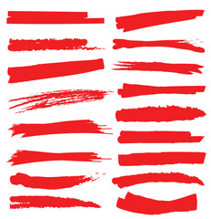 Marker hand-drawn line border red set and scribble design elements. Red ink brush strokes and banners. 