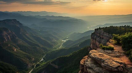 sunset in the mountains HD 8K wallpaper Stock Photographic Image