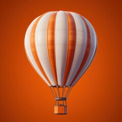 Fototapeta premium Vibrant Orange Hot Air Balloon on a Solid Background