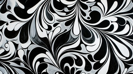 Fototapeta premium Dynamic black and white abstract pattern artistic design home decor modern environment close-up view creative concept