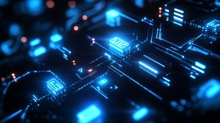 Glowing Circuit Board Art