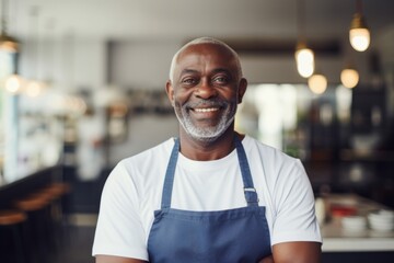 Fototapeta premium Smiling portrait of a middle aged African American small business owner