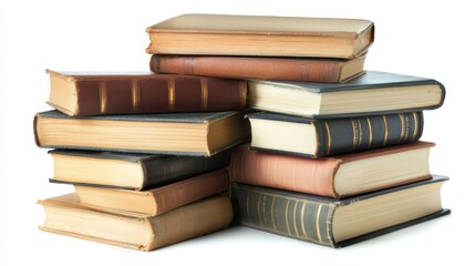 Books on white background.