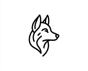 Dog lines outline logo design icon symbol vector illustration.