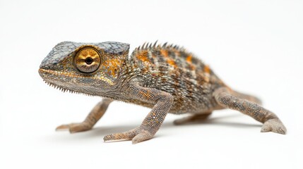 Fototapeta premium chameleon lizard with white background.