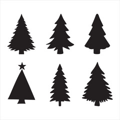 Set of christmas tree silhouette icons illustration vector