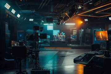 Empty new anchor studio TV news