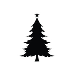 Obraz premium Christmas trees with star logo design template on white background.
