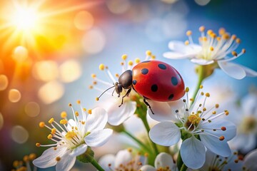 Close-Up of a Ladybird on a Blooming Blossom - Capturing Nature's Beauty with the Rule of Thirds for Stunning Macro Photography