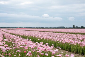 Pastel Pink Flower Field with Gentle Blooms, serene flowers, lovely flowers, gentle petals