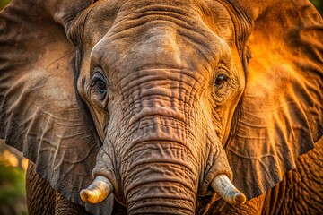 Close-Up of an Elephant's Head in the Shade, Capturing the Intricate Textures and Details of Its Skin, with Soft Light Enhancing the Natural Beauty of this Majestic Creature in a Serene Environment