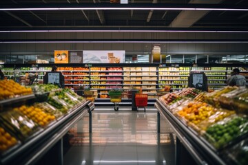 Supermarket grocery store empty interior