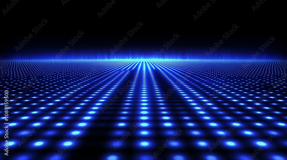 Poster symbolic background representing data particles in a technological environment, each particle carryi