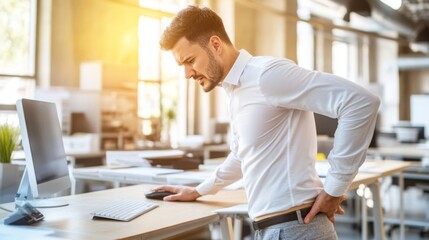 Person sitting at desk with poor posture, emphasizing the importance of ergonomic practices for maintaining health and productivity in the workplace.