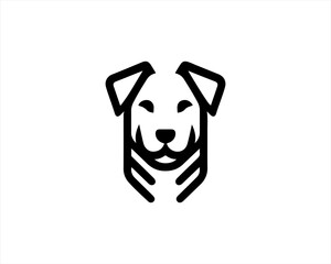 Minimalist lines outline dog logo design icon symbol vector illustration.