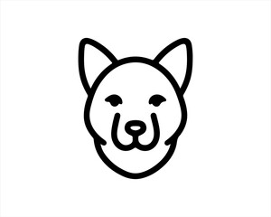 Minimalist lines outline dog logo design icon symbol vector illustration.