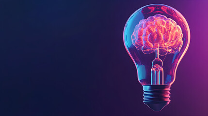 colorful light bulb with brain inside, symbolizing creative thinking