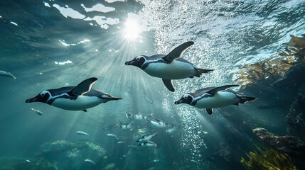 Obraz premium Penguins Swimming