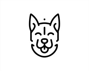 Minimalist lines outline dog logo design icon symbol vector illustration.