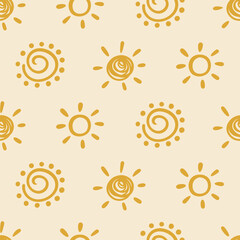 Boho Aztec Sun Seamless Pattern Tribal Background