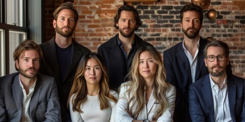 Obraz premium Group Portrait of Six Professionals in a Modern Setting