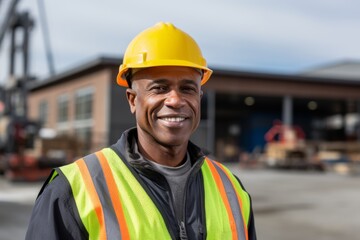 Portrait of a middle aged businessman on construction site