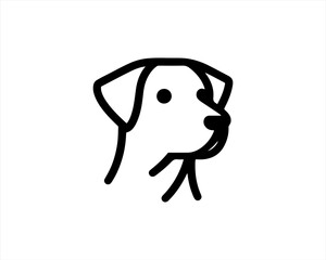 Minimalist lines outline dog logo design icon symbol vector illustration.