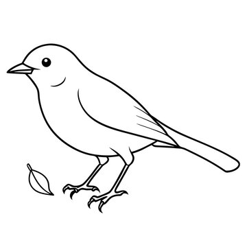 black and white bird with leaf clip art preview