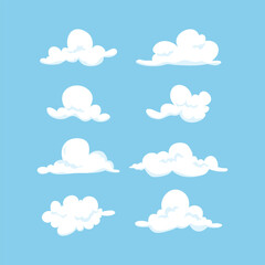 Cloudscape in flat style collection set item