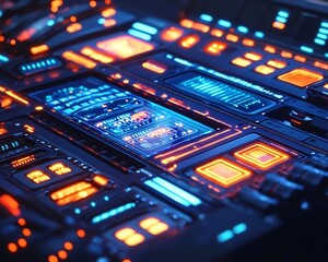 Obraz premium Futuristic Spacecraft Control Panel Facilitating Efficient Resource Management for Astronauts