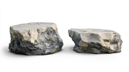 rock pedestals for product presentation isolated on a white background